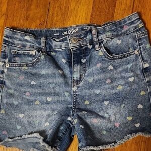 Cat & Jack Blue Denim Shorts with Heart Accents